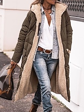 preiswerte Puffers &amp; Parka-Damen Wintermantel puffer jacket Fleecejacke Mantel Outdoor Strasse Freizeitskleidung Herbst Winter Lang Mantel Regular Fit warm Windundurchlässig Zeitgenössisch Brautkleider schlicht Streetstyle