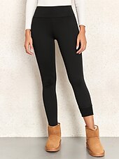 baratos Leggings lisas-Mulheres Leggings Ativo Simples Comprimento total Cintura Alta Tecido Corte alto Macio Confortável Micro-Elástica Ao ar livre Ioga Rua Preto Outono Inverno Normal