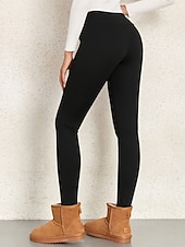 baratos Leggings lisas-Mulheres Leggings Ativo Simples Comprimento total Cintura Alta Tecido Corte alto Macio Confortável Micro-Elástica Ao ar livre Ioga Rua Preto Outono Inverno Normal