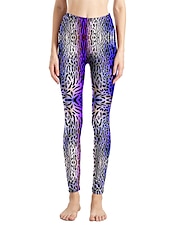 cheap Graphic Leggings-Women&#039;s Leggings Active Fashion Full Length High Waist Leopard Gradient Snake Print Elastic Waist Print Breathable Soft Comfortable Micro-elastic Outdoor Vacation Home Leopard Print 0358 blue and