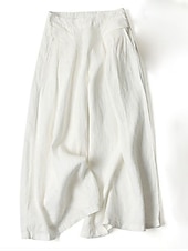 abordables jambe large et taille haute-Femme Normal Ample Classique Fluide Toute la longueur Taille moyenne Pantalon de Yoga Fluide Classique Basique Non Elastique Casual Usage quotidien Noir Blanche Jaune bleu marine Automne Hiver Ample