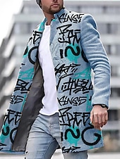 billiga lättviktsrock för män-Herr Vinterkappa Rock Kappa Dagliga kläder Semester Med fickor Mönster Framficka Höst vinter Bokstav Streetwear Sport Nedvikt Normal Gul Blå Purpur Grön Khaki grön Jacka
