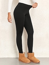 baratos Leggings lisas-Mulheres Leggings Ativo Simples Comprimento total Cintura Alta Tecido Corte alto Macio Confortável Micro-Elástica Ao ar livre Ioga Rua Preto Outono Inverno Normal