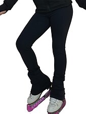 billige Figur skating bukser og leggings-Bukser til kunstløp Dame Jente Skøyteløp Bunner Svart Elastisk Trening Konkurranse Skøyteklær Hold Varm Krystall / Rhinstein Skøyting Kunstløp