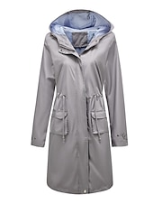 billiga hoodie jacka-Dam Trenchcoat Utomhus Gata Dagligen Höst Vinter Lång Täcka Normal Regnsäker Håller värmen Andningsfunktion Stylish Nutida Ledigt Jacka Långärmad Slät Snörning Med fickor Svart Gul Vin