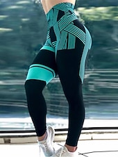 cheap Graphic Leggings-Women&#039;s Leggings Active Fashion Streetwear Ankle-Length High Waist Stripe Printing High Cut Breathability Soft Comfortable Micro-elastic Outdoor Yoga Street Robin&#039;s Egg Blue White Fuchsia Green Fall