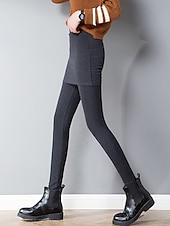 economico Leggings semplici-Per donna Ghette Di tendenza Streetwear Lunghezza intera Vita alta Liscio 2 in 1 Taglio alto Tenere al caldo Morbido Comodo Media elasticità Esterno Strada Giornaliero Grigio chiaro Grigio scuro Nero