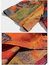 abordables Robes Floraux Imprimés-robe longue Femme Robe t-shirt Manche Courte Printemps Eté - Rétro Vintage Casual Imprimer Imprime Abstrait A Ombre Col Ras du Cou du quotidien Vacances 2023 Orange Vert M L XL 2XL 3XL 4XL