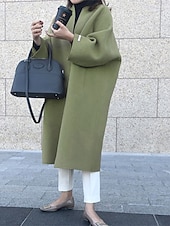 economico Cardigan e capispalla-Per donna Cappotto Tenere al caldo Traspirante Tasche Oversize Di tendenza Stile retrò Moderno Stile di strada Tinta unica Esterno Strada Shopping Da tutti i giorni Cardigan Lungo Girocollo Standard