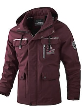 cheap Men&#039;s Jackets &amp; Coats-Men&#039;s Winter Coat Winter Jacket Sport Coat Raincoat Outdoor Camping &amp; Hiking Waterproof Windbreaker Zipper Pocket Fall Winter Solid Color Fashion Streetwear Hooded Regular Wine Black White Army Green