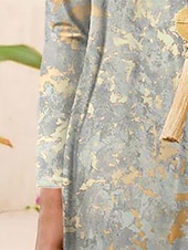 ieftine Rochie boho-Rochie Maxi Femei Rochie Swing Rochie Shift Rochie A Line Modă Stradală Modernă Zilnic Id Date Ajustare Normală Tie Dye Mâneci Lungi Gât Rotund Galben Toamnă Iarnă