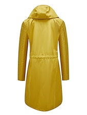 billiga hoodie jacka-Dam Trenchcoat Utomhus Gata Dagligen Höst Vinter Lång Täcka Normal Regnsäker Håller värmen Andningsfunktion Stylish Nutida Ledigt Jacka Långärmad Slät Snörning Med fickor Svart Gul Vin