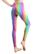 cheap Graphic Leggings-Women&#039;s Leggings Active Fashion Full Length High Waist Leopard Gradient Snake Print Elastic Waist Print Breathable Soft Comfortable Micro-elastic Outdoor Vacation Home Leopard Print 0358 blue and