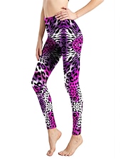 cheap Graphic Leggings-Women&#039;s Leggings Active Fashion Full Length High Waist Leopard Gradient Snake Print Elastic Waist Print Breathable Soft Comfortable Micro-elastic Outdoor Vacation Home Leopard Print 0358 blue and