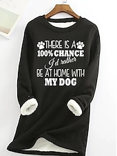 billiga Tröjor och tröjor-dam sweatshirt pullover sherpa polyester letter casual sport varm fuzzy comfrt rund hals långärmad topp mikroelastisk höst &amp;amp; vinterkomfort, mjukt tyg som andas