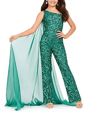 preiswerte Kleider für die Blumenmädchen-Jumpsuits Knielang Blumenmädchenkleid Weihnachtskleid Wettbewerb  Aufführung Mädchen Süßes Ballkleid Pailletten mit Einfarbig Glitzer  Funkeln Größen 3-16 Jahre Kleid zum Beeindrucken