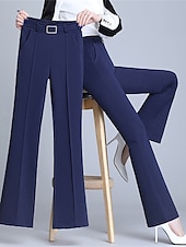 preiswerte Anzughosen für Damen-Damen-Arbeitshose, lange Hose, mikroelastisch, hohe Taille, modisch, Streetwear, Alltag, Marineblau, Schwarz, S, M, Herbst, Winter