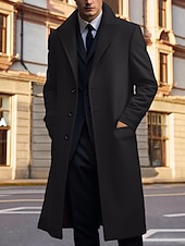 billige Trenchcoat for menn-Herre Vinterfrakk Ytterfrakk Lang trenchcoat utendørs Dagligdagstøy Høst vinter Polyester Hold Varm Vindtett jakke Yttertøy Klær Mote Gatemote عادي Knaphul Dobbeltkneppet