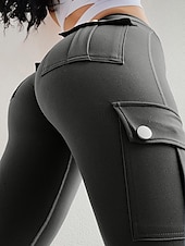 economico Pantaloni skinny da donna-Per donna Collant Collant Lunghezza intera Tinta unita Tasche multiple Sollevamento dei glutei All&#039;aperto Elasticizzato Athleisure Nero Verde Grigio scuro