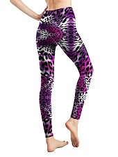 cheap Graphic Leggings-Women&#039;s Leggings Active Fashion Full Length High Waist Leopard Gradient Snake Print Elastic Waist Print Breathable Soft Comfortable Micro-elastic Outdoor Vacation Home Leopard Print 0358 blue and