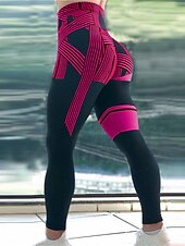cheap Graphic Leggings-Women&#039;s Leggings Active Fashion Streetwear Ankle-Length High Waist Stripe Printing High Cut Breathability Soft Comfortable Micro-elastic Outdoor Yoga Street Robin&#039;s Egg Blue White Fuchsia Green Fall