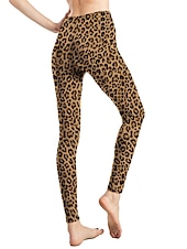 cheap Graphic Leggings-Women&#039;s Leggings Active Fashion Full Length High Waist Leopard Gradient Snake Print Elastic Waist Print Breathable Soft Comfortable Micro-elastic Outdoor Vacation Home Leopard Print 0358 blue and
