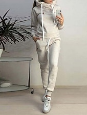 abordables Chándal de mujer-Mujer Pijamas Conjuntos Cálido Moda Felpa Color puro Sudadera Pantalón Hogar Diario Cama Manga Larga Sudadera Negro Rosa Azul Piscina Gris Claro Otoño Invierno
