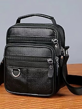economico Borselli da uomo-Borsa a tracolla da uomo in pelle, borsa a spalla con cerniera e tasche multiple, ideale per lavoro, viaggi e uso quotidiano.