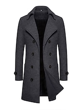 abordables Manteaux &amp; vestes-Homme Manteau d&#039;hiver Manteau Caban Trench-Coat Long Extérieur Usage quotidien Automne hiver 95% polyester 5% coton Chaud Vêtements d&#039;extérieur Vêtement Tenue Mode Vêtement de rue Plein Revers Double
