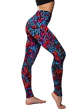 cheap Graphic Leggings-Women&#039;s Leggings Active Fashion Full Length High Waist Leopard Gradient Snake Print Elastic Waist Print Breathable Soft Comfortable Micro-elastic Outdoor Vacation Home Leopard Print 0358 blue and