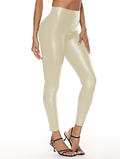 cheap Women&#039;s Skinny Pants-Women&#039;s Leggings Fashion Streetwear Sexy Ankle-Length High Waist Solid Color High Cut Windproof Soft Comfortable Micro-elastic Outdoor Party Street navy blue light dark green light black matte velvet
