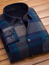 preiswerte Herren-Oberhemden-Herren Oberhemd Kariertes Hemd trachtenhemd Kragenhemd Fleece-Shirt Knopfhemd Overshirt Plaid / Karomuster Hochzeit Party A B C D Langarm Quadratischer Ausschnitt Winter Bekleidung Warm