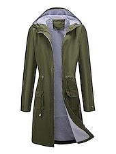 billiga hoodie jacka-Dam Trenchcoat Utomhus Gata Dagligen Höst Vinter Lång Täcka Normal Regnsäker Håller värmen Andningsfunktion Stylish Nutida Ledigt Jacka Långärmad Slät Snörning Med fickor Svart Gul Vin