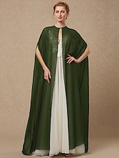 abordables enveloppes d&#039;invité de mariage-Capes Sans Manches Chiffon Mariage  Fête  Soirée Femme Wrap Avec Drapé  Bouton  Unicolore à impressionner