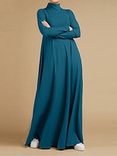cheap Black Dress-Women&#039;s Black Dress Long Dress Maxi Dress Pocket Daily Vacation Fashion Basic Stand Collar Long Sleeve Black Pink Blue Color