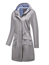 billiga hoodie jacka-Dam Trenchcoat Utomhus Gata Dagligen Höst Vinter Lång Täcka Normal Regnsäker Håller värmen Andningsfunktion Stylish Nutida Ledigt Jacka Långärmad Slät Snörning Med fickor Svart Gul Vin