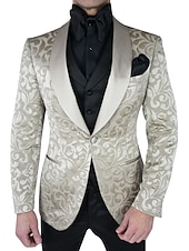 cheap Dinner Party-Men&#039;s Wedding Party Tuxedos Homecoming Party Black Champagne Floral Summer Tailored Fit 3 Piece Single Breasted One-button