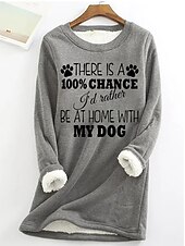 billiga Tröjor och tröjor-dam sweatshirt pullover sherpa polyester letter casual sport varm fuzzy comfrt rund hals långärmad topp mikroelastisk höst &amp;amp; vinterkomfort, mjukt tyg som andas