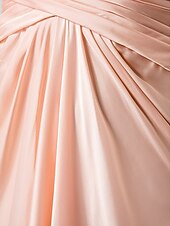 cheap Weddings &amp; Events-Sheath / Column V Neck Floor Length Satin Chiffon Dress with Beading / Criss Cross by TS Couture®