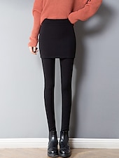 economico Leggings semplici-Per donna Ghette Di tendenza Streetwear Lunghezza intera Vita alta Liscio 2 in 1 Taglio alto Tenere al caldo Morbido Comodo Media elasticità Esterno Strada Giornaliero Grigio chiaro Grigio scuro Nero