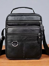 economico Borselli da uomo-Borsa a tracolla da uomo in pelle, borsa a spalla con cerniera e tasche multiple, ideale per lavoro, viaggi e uso quotidiano.