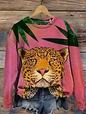 ieftine Vârfurile animalelor-hanorac de damă pulover poliester grafic casual sport imprimeu îmbrăcăminte sport activă cu gât rotund top cu mânecă lungă micro-elastic toamna &amp;amp; țesătură moale și confortabilă pentru iarnă