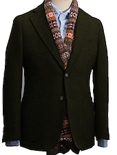 abordables Blazers et vestes-Blazer en tweed chevrons pour hommes vintage bureau grande taille coupe régulière ajustée à simple boutonnage deux boutons vert armée gris bleu noir blanc jaune