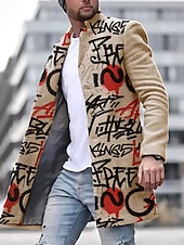 billiga lättviktsrock för män-Herr Vinterkappa Rock Kappa Dagliga kläder Semester Med fickor Mönster Framficka Höst vinter Bokstav Streetwear Sport Nedvikt Normal Gul Blå Purpur Grön Khaki grön Jacka