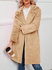 billige sherpa jakker-Dame Fleece-jakke Teddyfrakk Hold Varm Pustende Fleece Lined Fritid Gate stil عادي Feriereise Gate Dagligdagstøy Ut på byen Åpen Forside Lang Aftæpning Normal Langermet Yttertøy Svart Vin Fuksia Høst