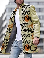 billiga lättviktsrock för män-Herr Vinterkappa Rock Kappa Dagliga kläder Semester Med fickor Mönster Framficka Höst vinter Bokstav Streetwear Sport Nedvikt Normal Gul Blå Purpur Grön Khaki grön Jacka