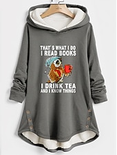 levne Mikiny a mikiny-dámská mikina mikina pulovr šerpa polyester grafický dopis ležérní sportovní potisk knoflíků teplý fuzzy comfrt mikina s dlouhým rukávem top mikroelastický pad &amp;amp; zimní comfrt prodyšná měkká