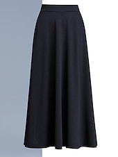 preiswerte Schlichte Röcke-Damenrock A-Linie Swing Midi Hohe Taille Röcke Tasche einfarbig Street Alltag Winter Elegant Mode Wein Schwarz Rot