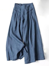 abordables jambe large et taille haute-Femme Normal Ample Classique Fluide Toute la longueur Taille moyenne Pantalon de Yoga Fluide Classique Basique Non Elastique Casual Usage quotidien Noir Blanche Jaune bleu marine Automne Hiver Ample
