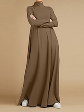 cheap Black Dress-Women&#039;s Black Dress Long Dress Maxi Dress Pocket Daily Vacation Fashion Basic Stand Collar Long Sleeve Black Pink Blue Color